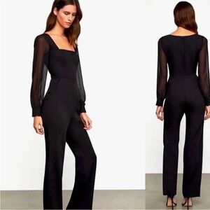BCBGMaxAzria Sheer Sleeve Black Jumpsuit